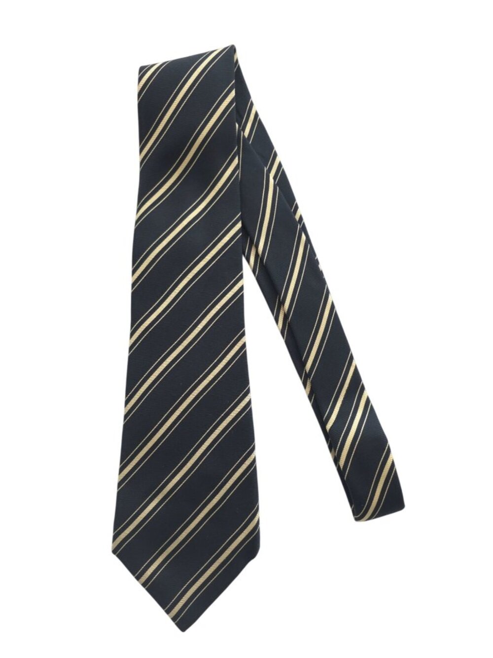 Kiton Napoli 7-Fold Navy & Tan Striped 100% Silk Necktie - Made In Italy - Picture 1 of 5